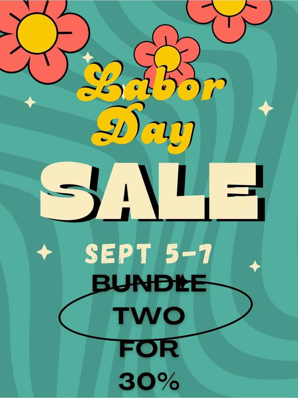 Labor Day Sale Graphic Poster - Teal & Coral